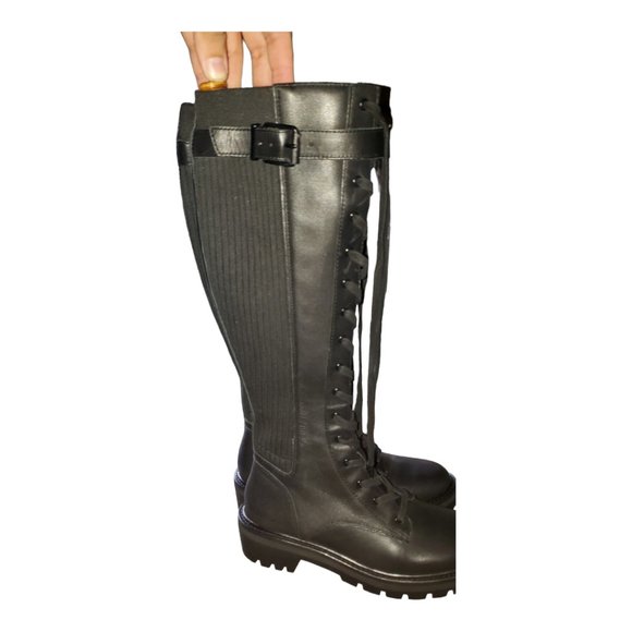 KNEE HIGH, BLACK, COMBAT BOOTS, Antonio Melani, NWT  7 - Picture 2 of 7